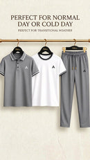 Men,s Premium Honeycomb Fabric Polo Tracksuit Set Stylish Look That Impress To Everyone💕