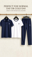 Men,s Premium Honeycomb Fabric Polo Tracksuit Set Stylish Look That Impress To Everyone💕